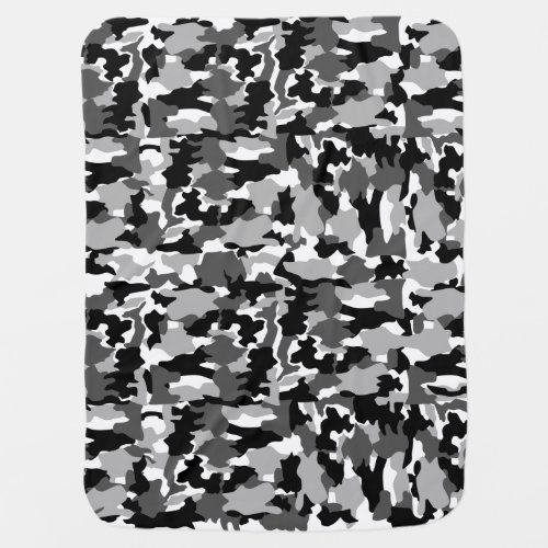 Army camouflage black and white pattern baby blanket