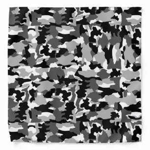 Army camouflage black and white pattern bandana