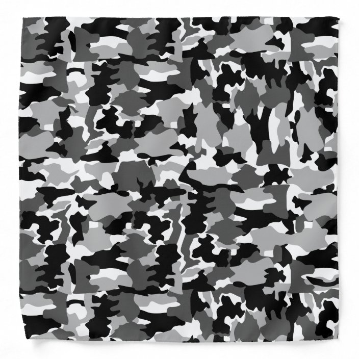 Army Camouflage Black And White Pattern Bandana Zazzle Com
