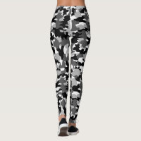 Army camouflage black and white pattern leggings