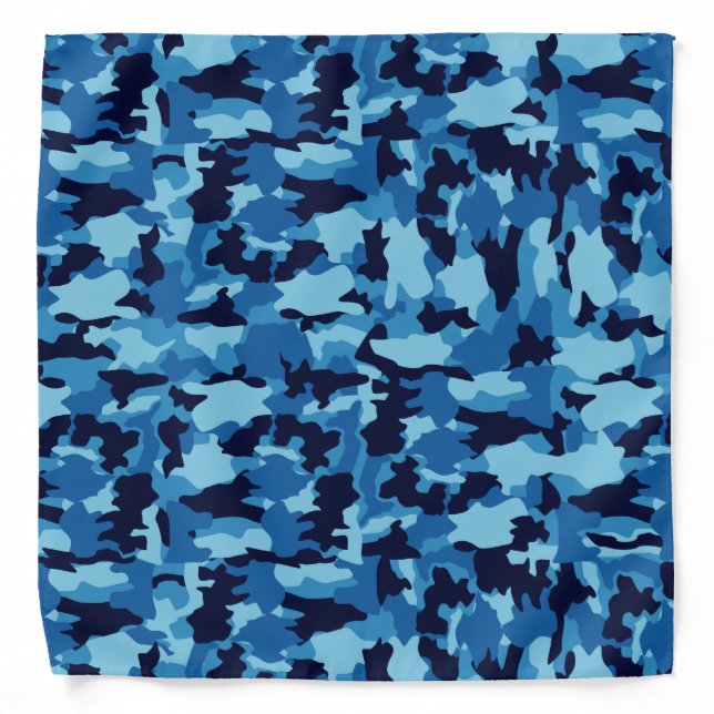 Army camouflage Blue pattern Bandana (Front)