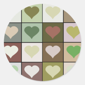 Army camouflage color Heart pattern Classic Round Sticker
