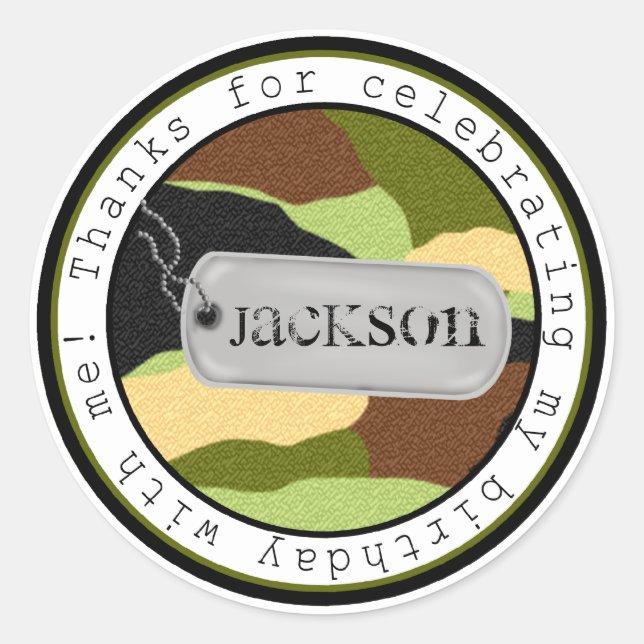 Army  Camouflage Dog Tag Stickers (Front)