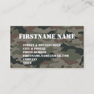 Army Camouflage Green Brown Soldier Business Card