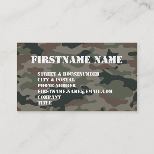 Army Camouflage Green Brown Soldier Business Card Templates