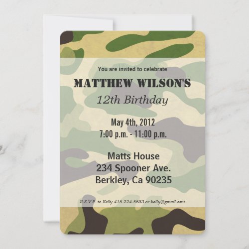 Army Camouflage Invitation
