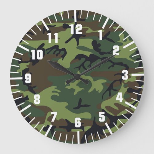 army camouflage pattern large clock