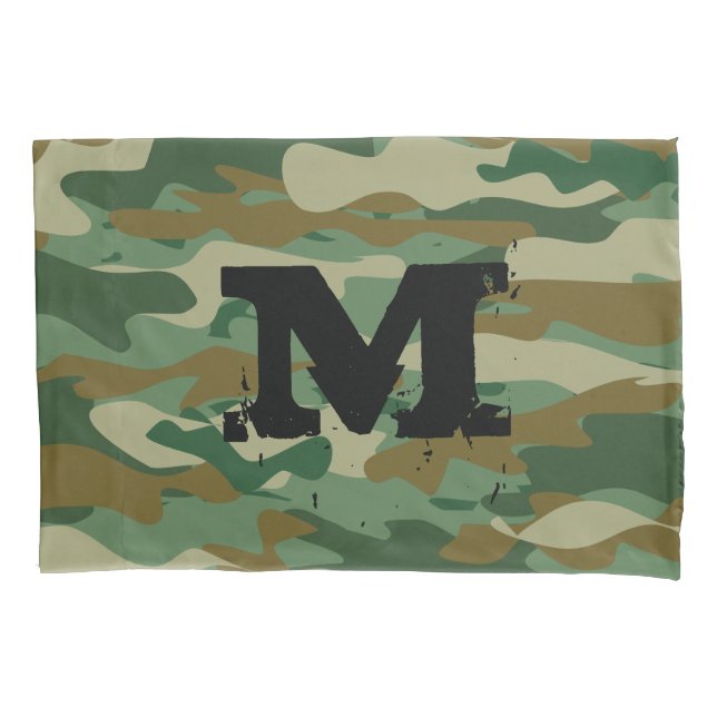 Army camouflage pattern monogrammed pillowcase (Front)