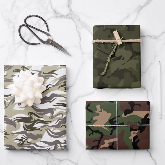 Army Camouflage Pattern Wrapping Paper Sheets (Front)