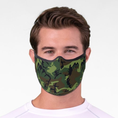 Army camouflage print camo brown olive green men premium face mask