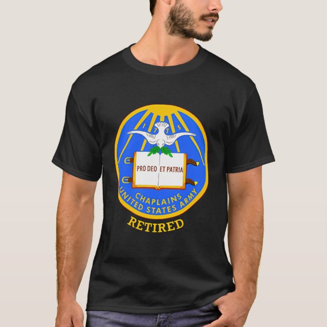Army Chaplain Corps Shield Retired Image T-Shirt (Front)