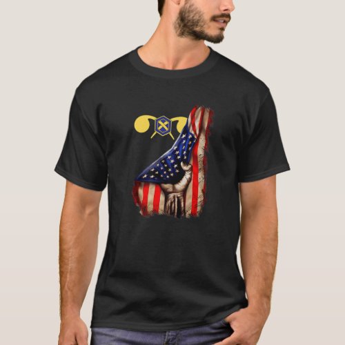 Army Chemical Corps Branch American Flag T_Shirt