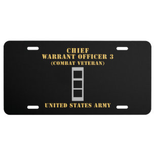 Army - Chief Warrant Officer 3 - CW03 - Combat Vet License Plate