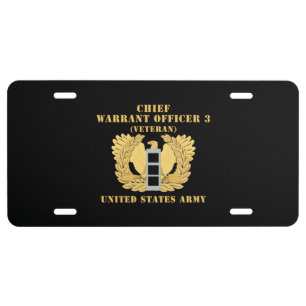 Army - Chief Warrant Officer - CW03 - Veteran - Fl License Plate