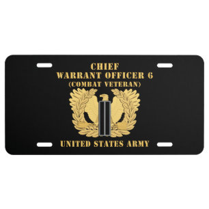 Army - Chief Warrant Officer - CW06 - Combat Veter License Plate