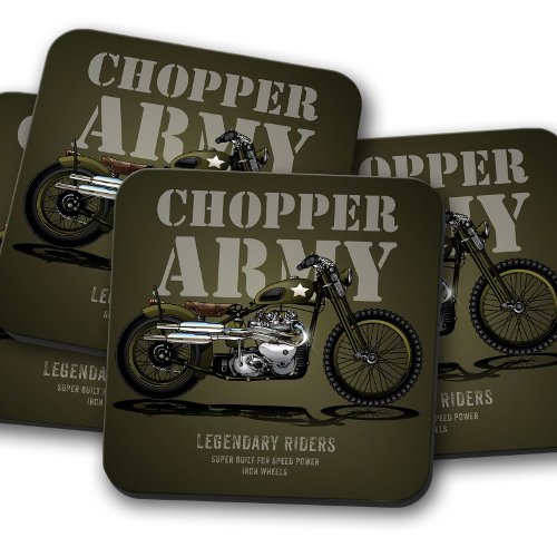 Army Chopper Bike Coaster  Motorcycle Coaster Set