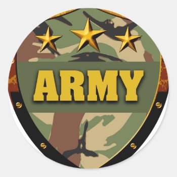 Army Classic Round Sticker by smarttaste at Zazzle