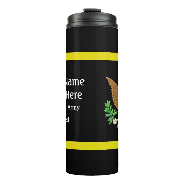 Army colors Plus Defense emblem - Personalize Thermal Tumbler (Front)