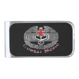 Army Combat Medic Badge Silver Finish Money Clip