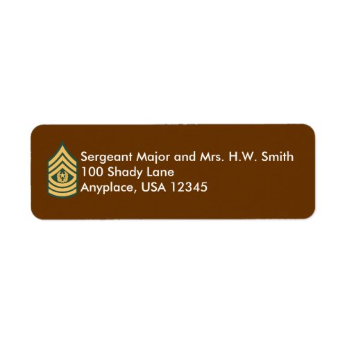 Army Command Sergeant Major Address Label