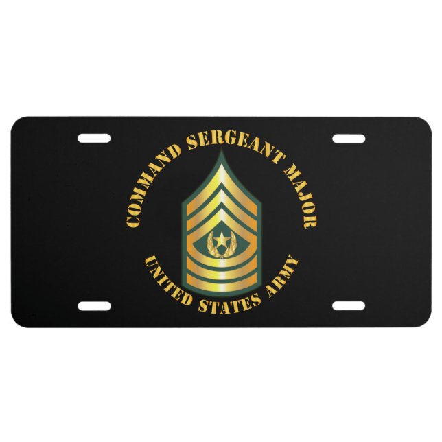 Army - Command Sergeant Major - CSM License Plate (Front)