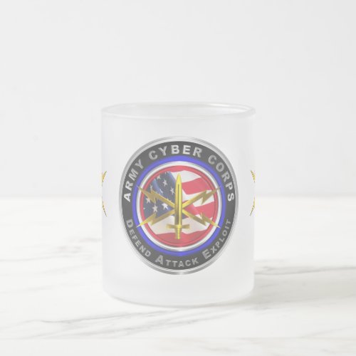 Army Cyber Corps Veteran   Frosted Glass Coffee Mug