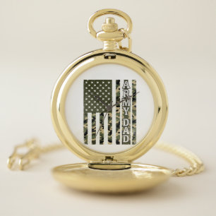 Army Dad Camo American Flag Vintage Shirt Design_1 Pocket Watch
