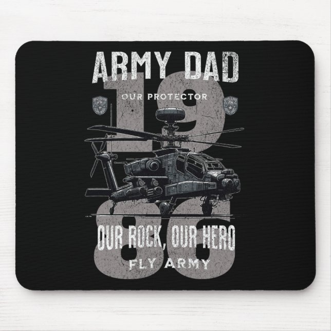 Army Dad Father Military Fathers Day Apache Helico Mouse Pad (Front)
