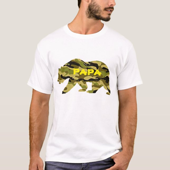 army dad papa bear funny beer camo shirt  design (Front)