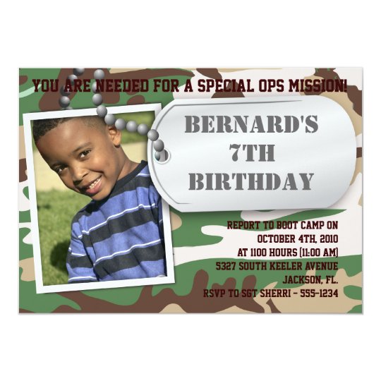 Army Dog Tag Birthday Invitation
