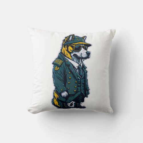 Army dog throw pillow