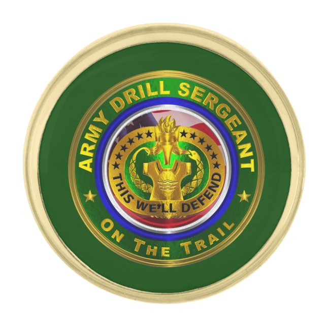 Army Drill Sergeant  Gold Finish Lapel Pin (Front)