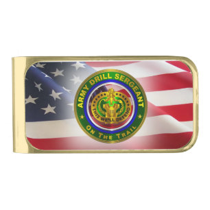 Army Drill Sergeant  Gold Finish Money Clip