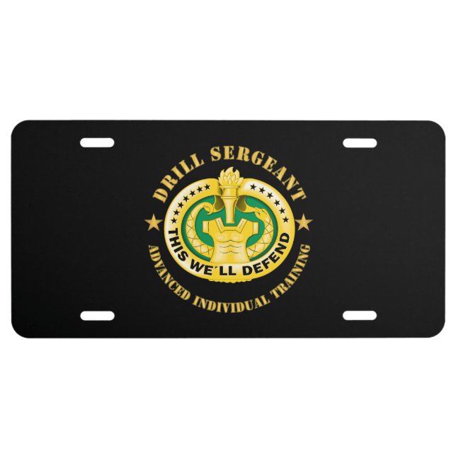 Army - Drill Sgt Badge - Advanced Individual Train License Plate (Front)