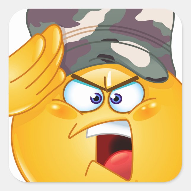 army emoji square sticker (Front)