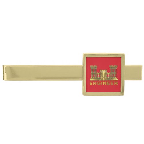 Army  Engineer Castle Gold Finish Tie Bar