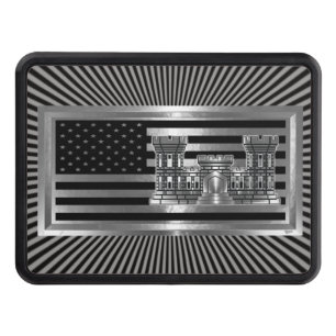 Army Engineer Castle with USA FLAG Hitch Cover