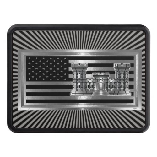 Army Engineer Castle with USA FLAG  Hitch Cover