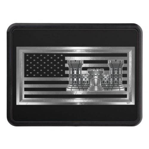Army Engineer Castle with USA FLAG Hitch Cover