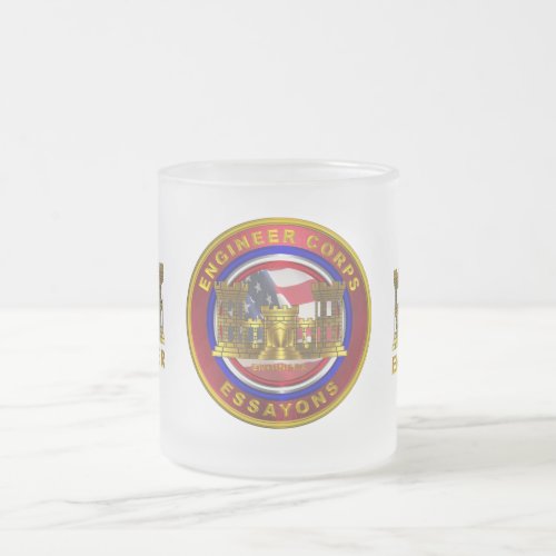 Army Engineer Soldier and Veteran  Frosted Glass Coffee Mug