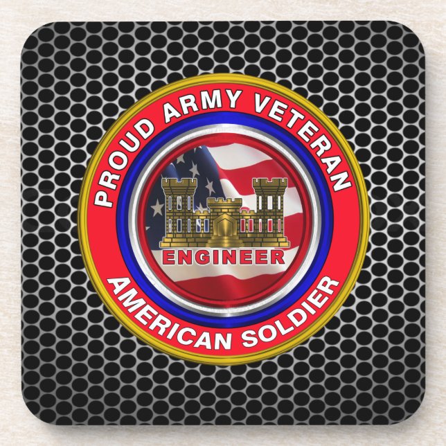 Army Engineer Veteran Beverage Coaster (Front)