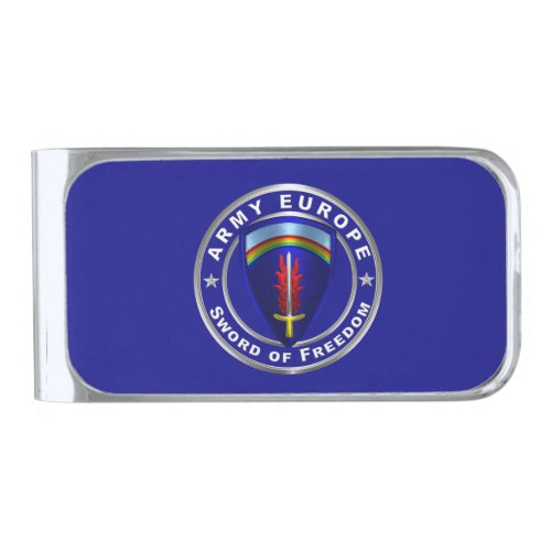 Army Europe USAREUR  Silver Finish Money Clip