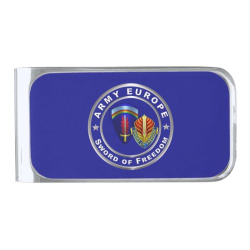 Army Europe USAREUR  Silver Finish Money Clip
