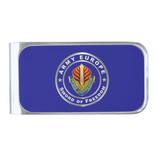 Army Europe USAREUR  Silver Finish Money Clip