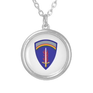 Army Europe USAREUR Silver Plated Necklace
