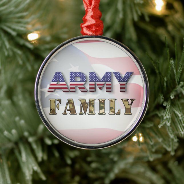 Army Family Christmas  Metal Ornament (Tree)