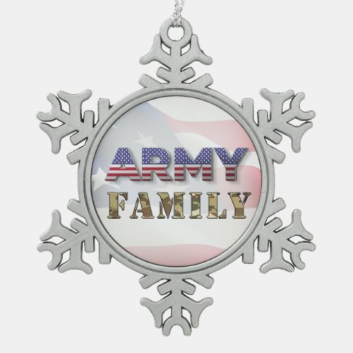 Army Family Christmas  Snowflake Pewter Christmas Ornament