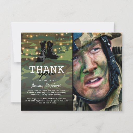 Army Funeral Photo Thank You Card | Zazzle