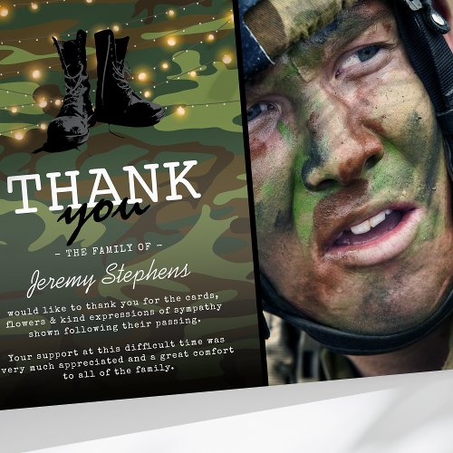 Army Funeral Photo Thank You Card