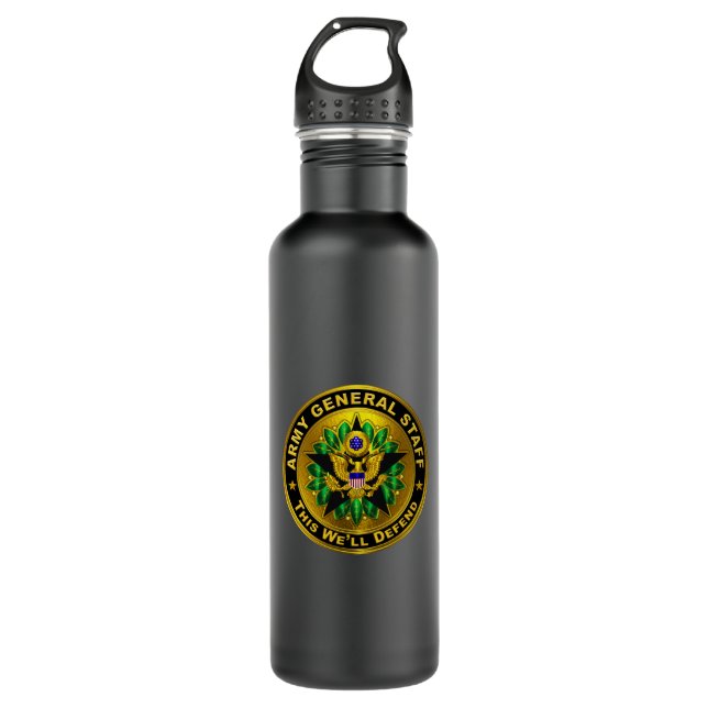 Army General Staff Badge  Stainless Steel Water Bottle (Front)